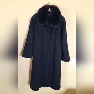 Forecaster Vintage Genuine Fox Fur Virgin Wool Trenchcoat Luxury Old Money